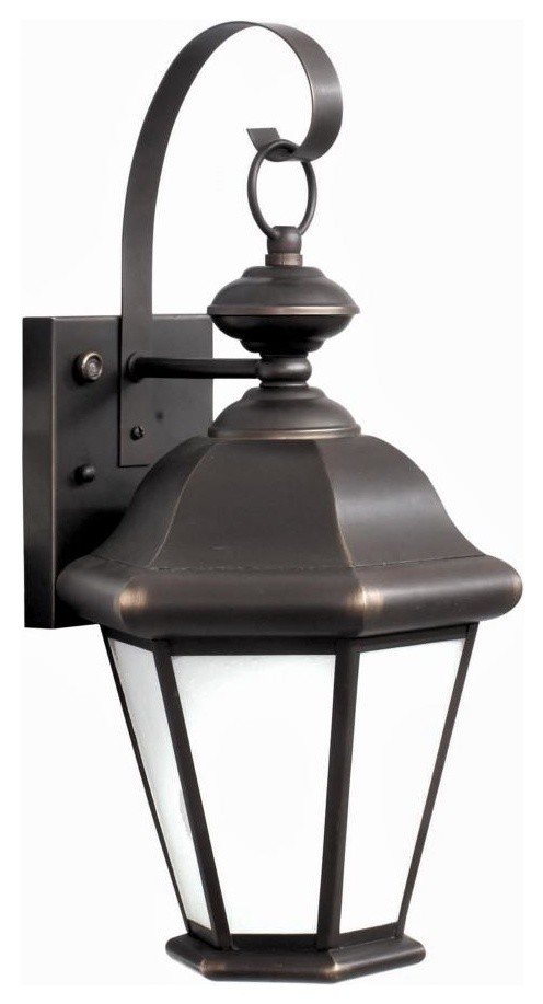 Forte 1 Light Fluorescent Brass Outdoor Wall Lantern Royal Bronze   Traditional   Outdoor Wall Lights And Sconces   by Mylightingsource  Houzz