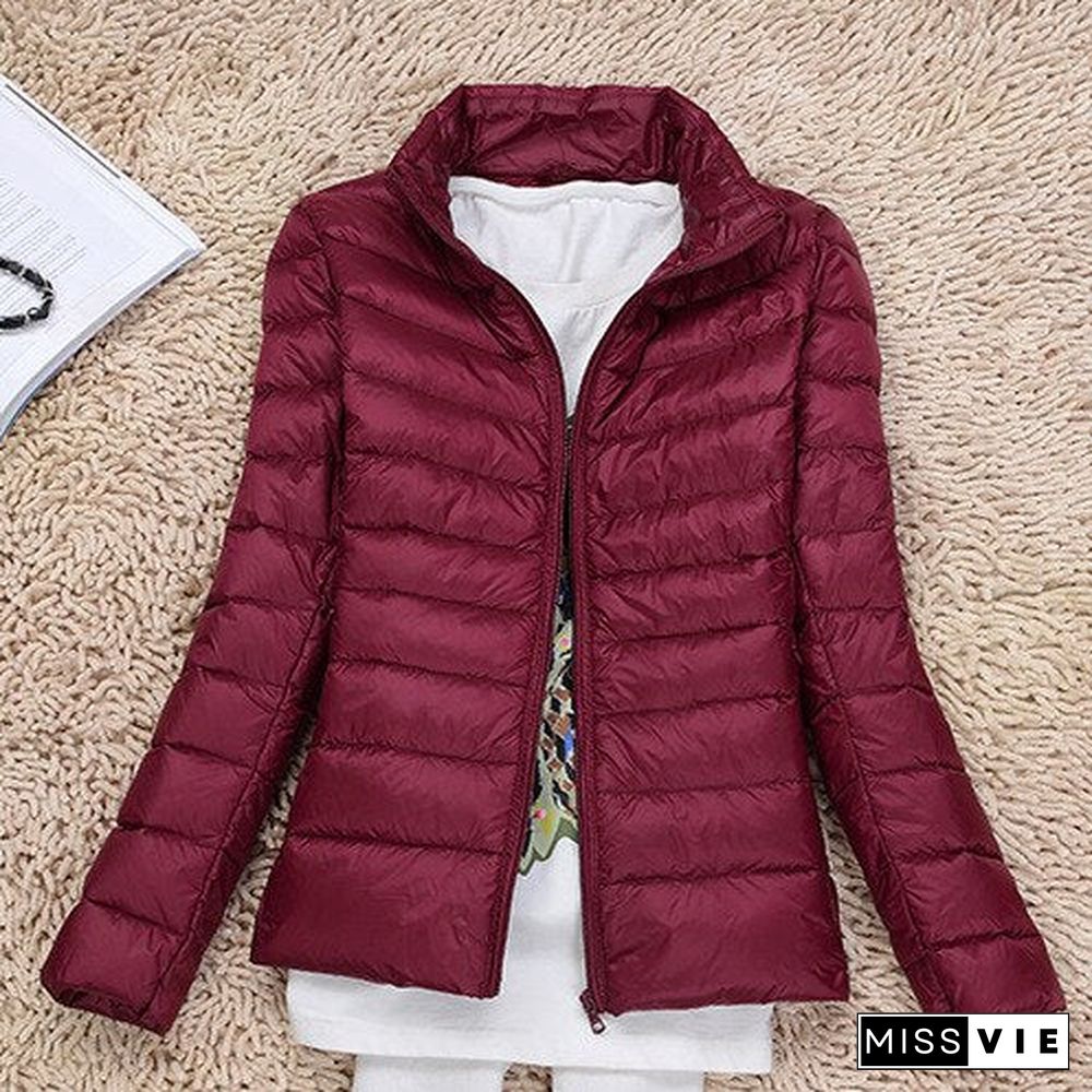 Winter Jacket Women New 90%White Duck Ultra Thin Down Jacket Female Long Sleeve Pocket Down Jacket Parkas Large Size 7Xl