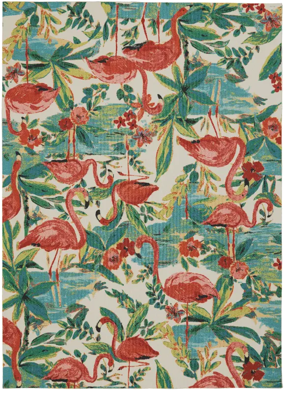 5x7 Medium Flamingo Ivory Indoor-Outdoor Rug