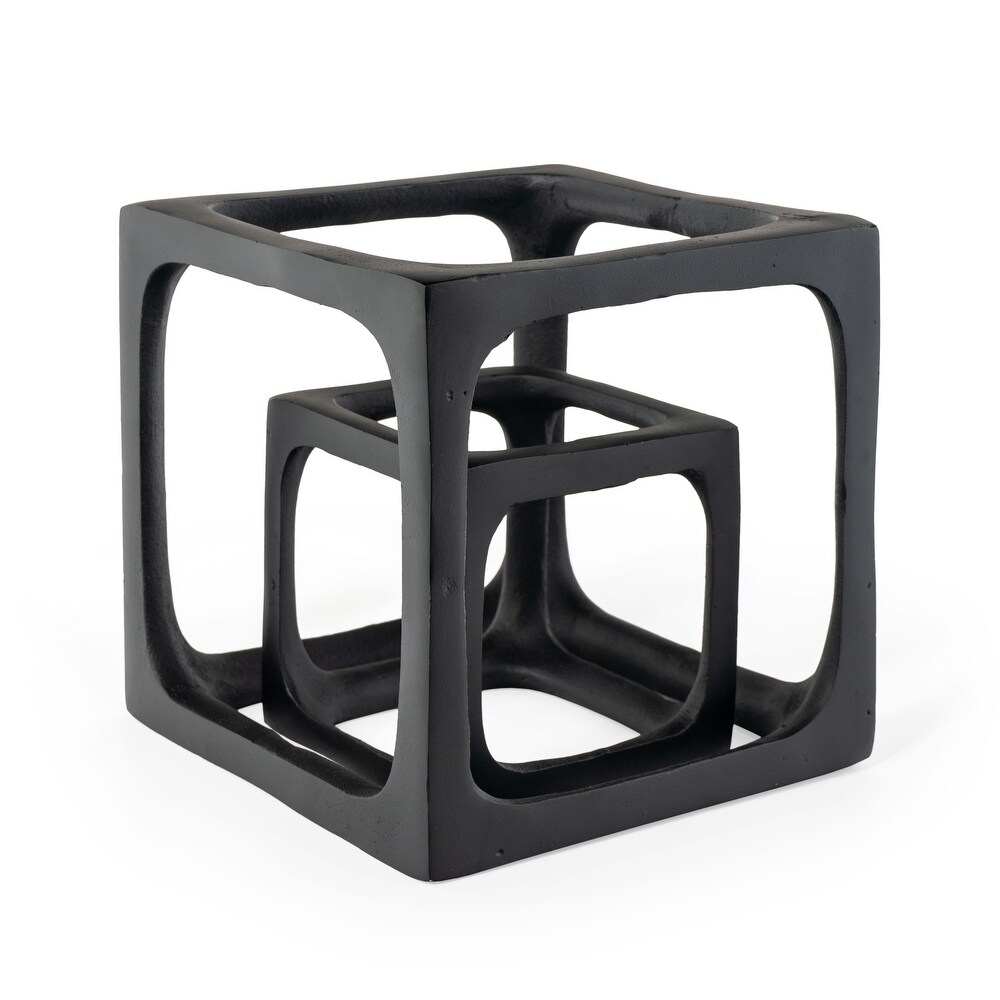 Selena Black Decorative Cube Sculptures  Set of 2   7 x 7 x 7