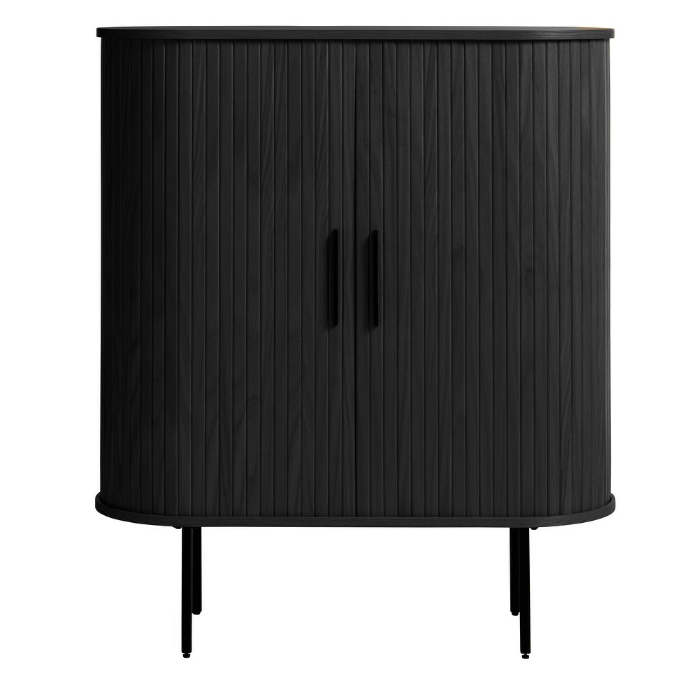 Rye Studio Nicola Mid Century Modern Rounded Sliding Door Cabinet 39\