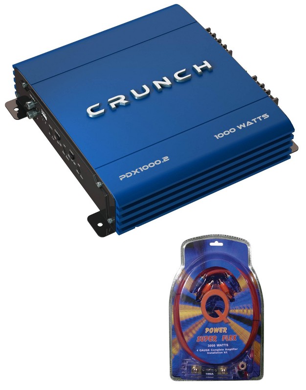 Crunch Powerdrivex 1000w 2 Channel Blue A b Car Amplifier 4 gauge Wiring Kit