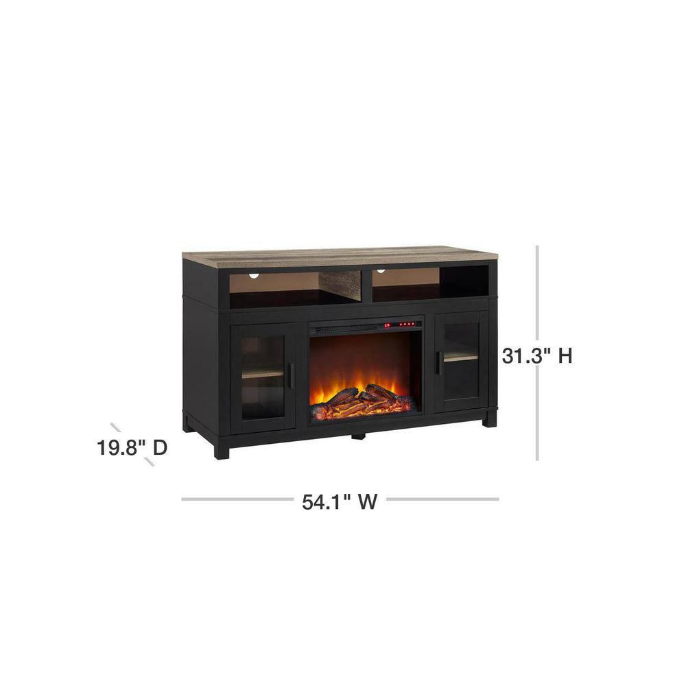 Ameriwood Home Viola 541 in Freestanding Electric Fireplace TV Stand for TVs up to 60 in W in Black