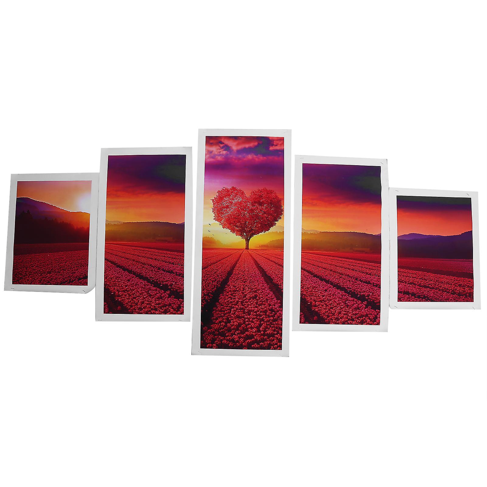 5pcs Decorative Paintings Innovative Flower Landscape Pattern Wall Art Painting Decoration