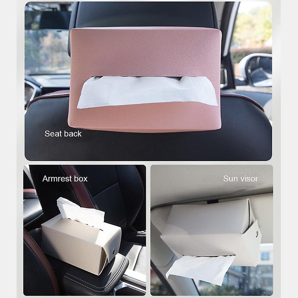 Car Creative Tissue Box For Seat Back Sun Visor Household Leather Paper Box Gray