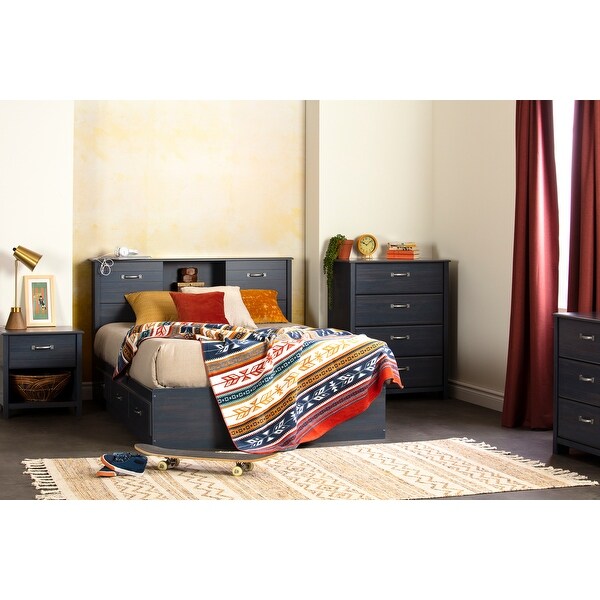 South Shore Asten Bookcase Headboard with Doors， Fall Oak - - 29058670