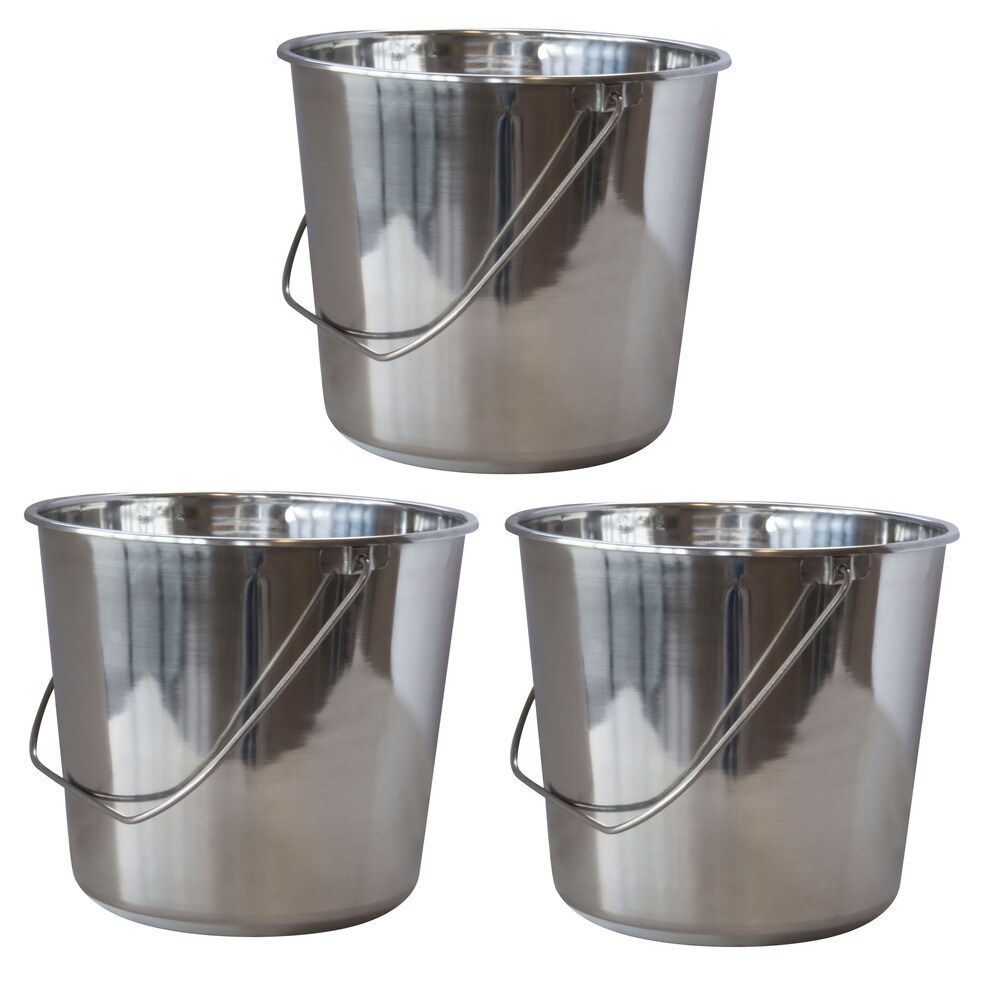 AmeriHome Large Stainless Steel Bucket Set �C 3 Piece