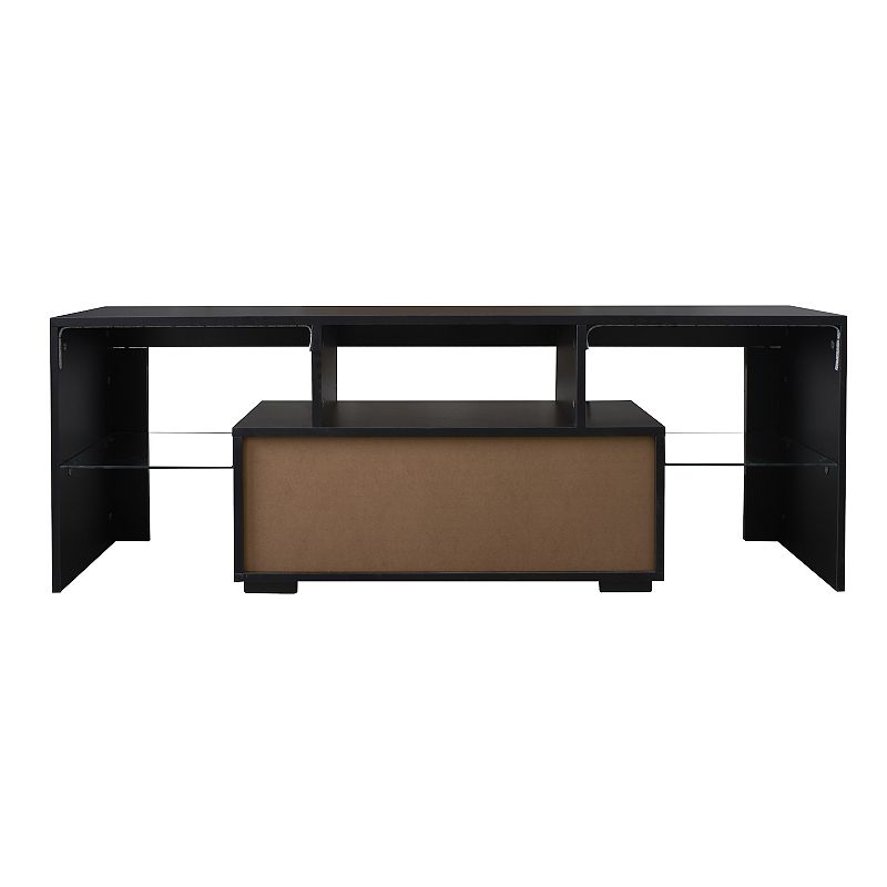 F.C Design TV Stand with LED Lights， Flat Screen TV Cabinet， Gaming Consoles in Lounge Room