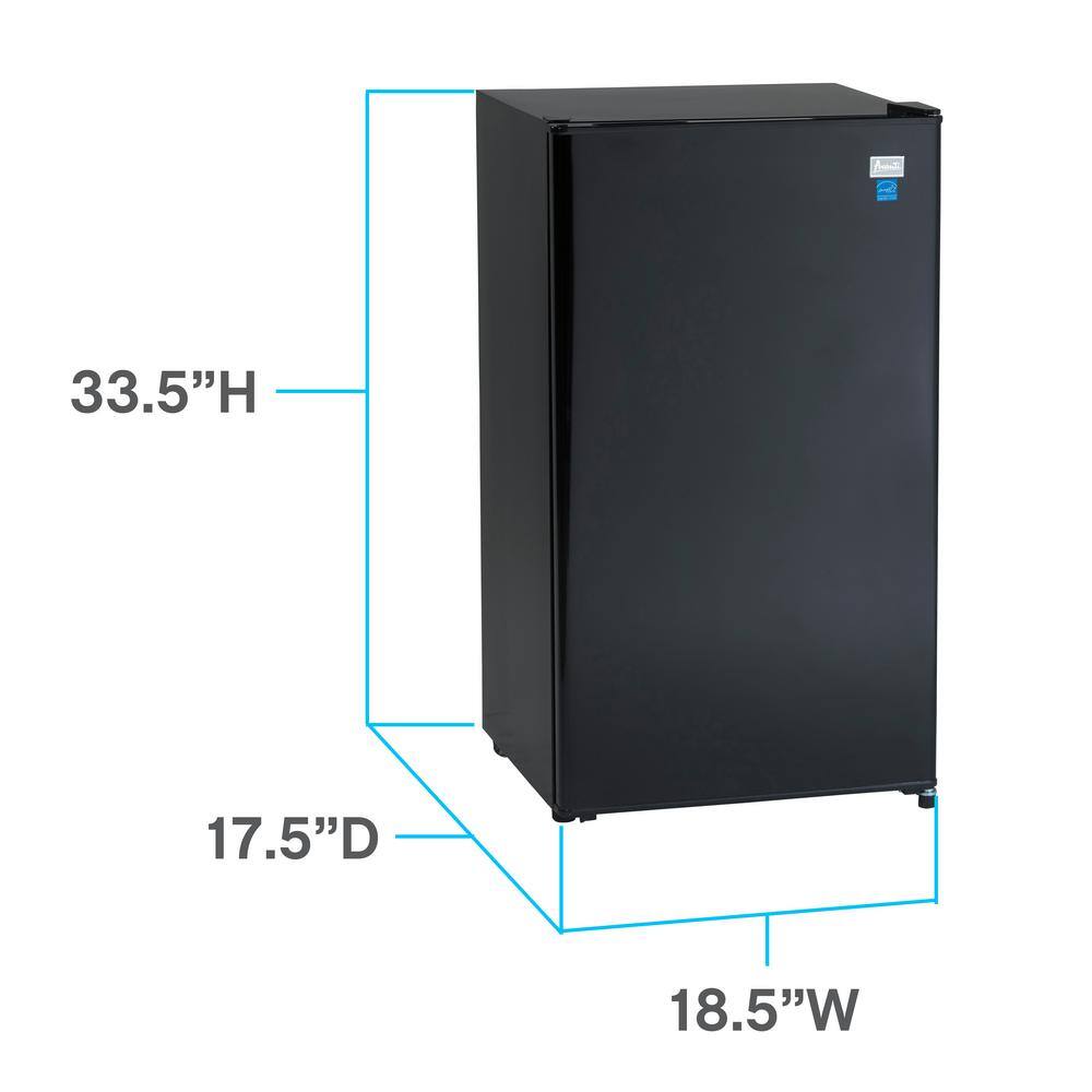 Avanti 19 in. 3.2 cu.ft. Mini Refrigerator in Black without Freezer AR321BB