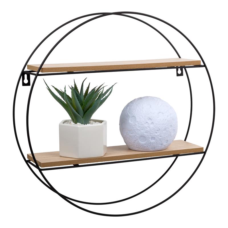 Truu Design Gurdon Decorative Round Metal Frame Wall Shelf