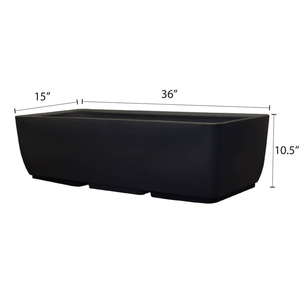 RTS Home Accents 36 in. x 15 in. IndoorOutdoor Black Polyethylene Rectangular Planter 56030001008081