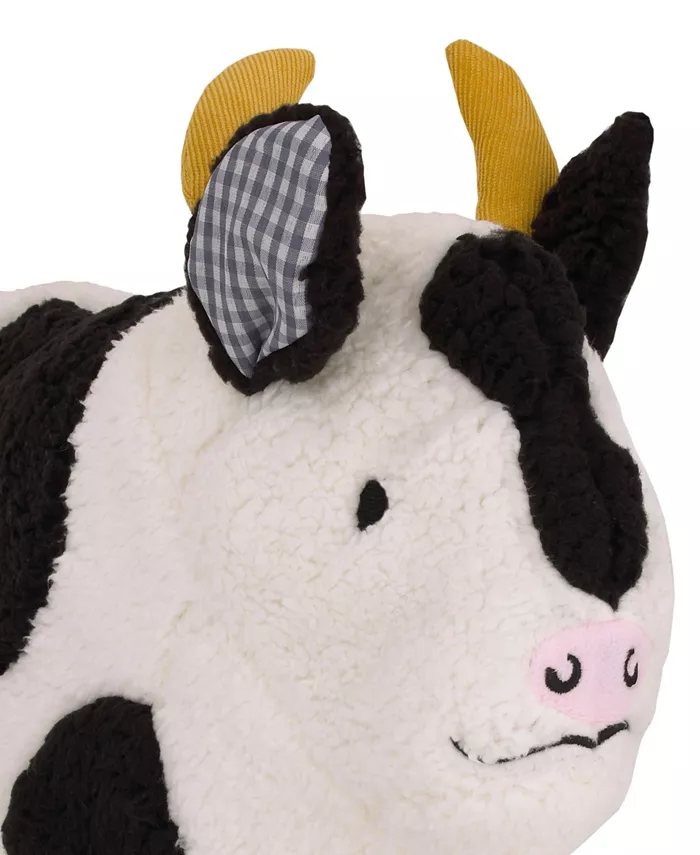 NoJo Plush Sherpa Cow Decorative Throw Pillow with 3D Ears  16 x 14.25