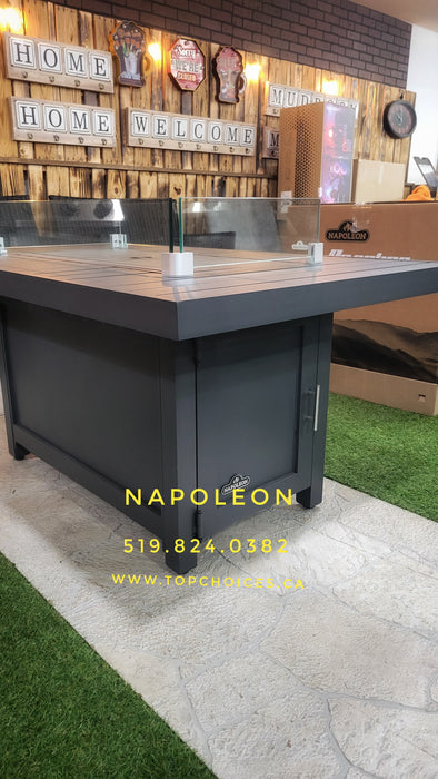 Napoleon Hampton Rectangle Patioflame Table with Windscreen and cover