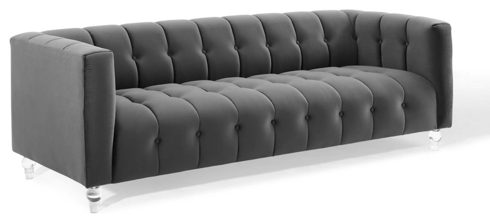 Mesmer Channel Tufted Button Performance Velvet Sofa   Traditional   Sofas   by Modway  Houzz