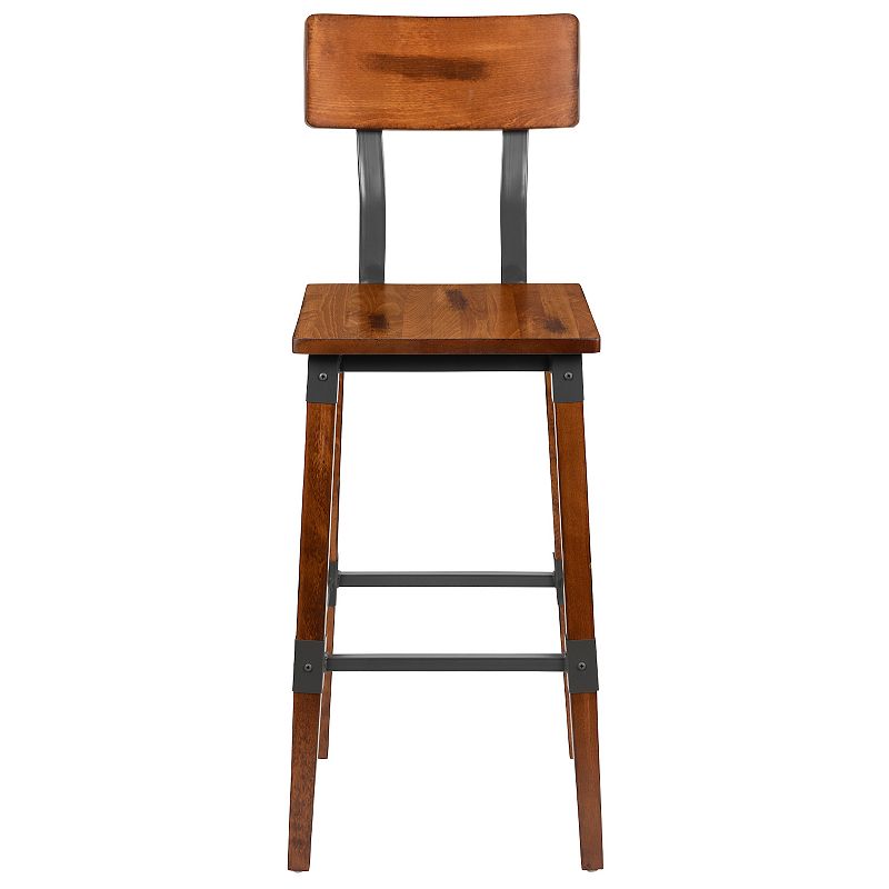 Merrick Lane Breton Bar Height Dining Stools with Steel Supports and Footrest - Set Of 4