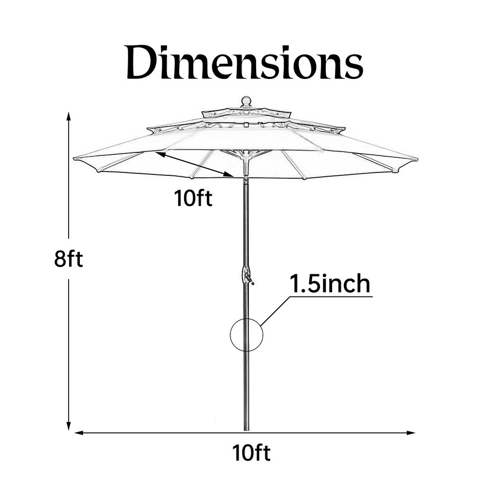 Ainfox 10ft Patio Umbrella 3 tier Outdoor Umbrella (No Base)