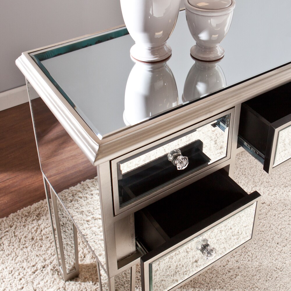 SEI Furniture Olivia Contemporary Mirrored Glass Console Table