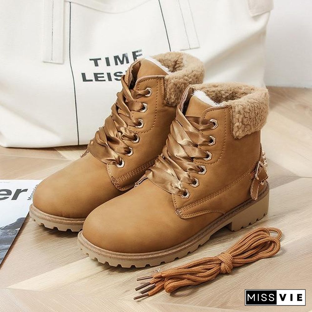 women winter boots Fashion Suede Women Snow Boots Metal rivet Warm Plush Women's Ankle Boots Flat shoes