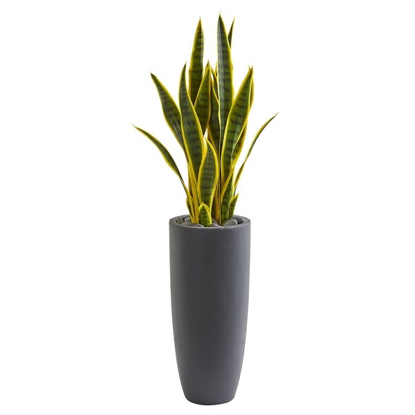 3' Sansevieria Artificial Plant in Gray Bullet Planter