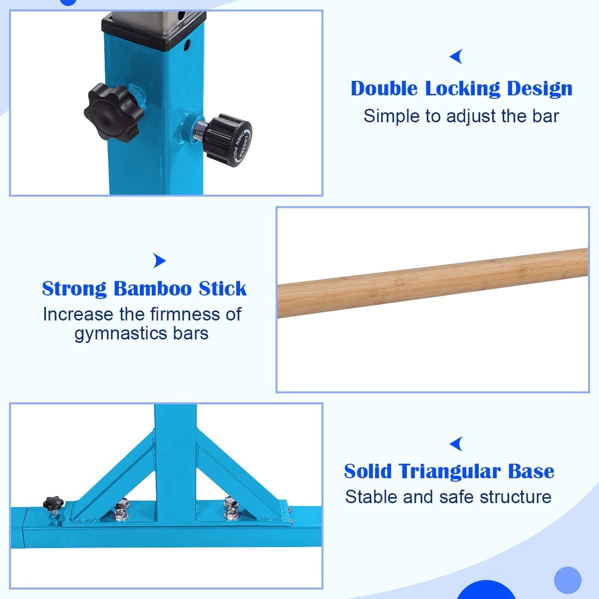 Costzon Double Horizontal Bars, Junior Gymnastic Training Parallel Bars w/11-Level 38-55