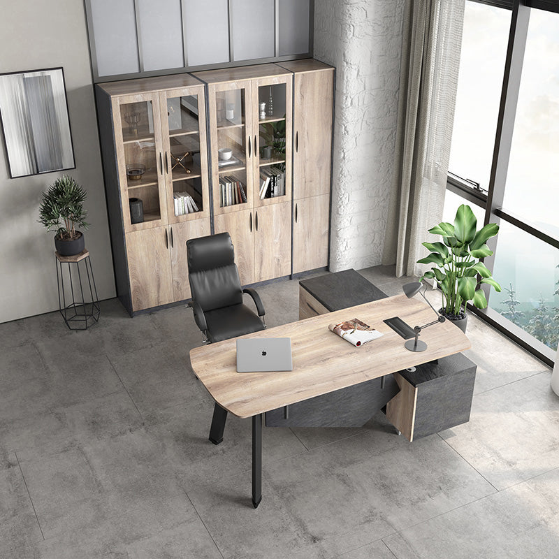 ARTO Executive Office Desk with Reversible Return 1.8M - 2.0M - Warm Oak & Black