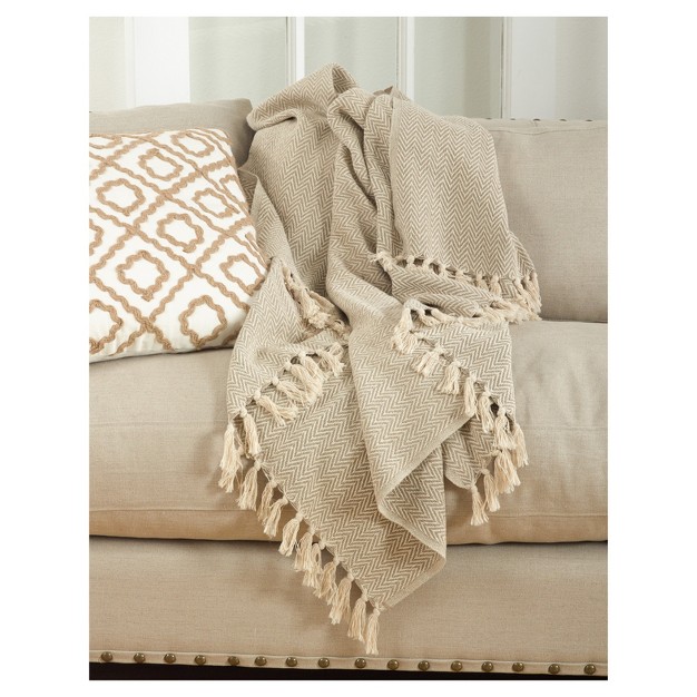 Sevan Soft Cotton Diamond Weave Throw Blankets Light Brown Saro Lifestyle