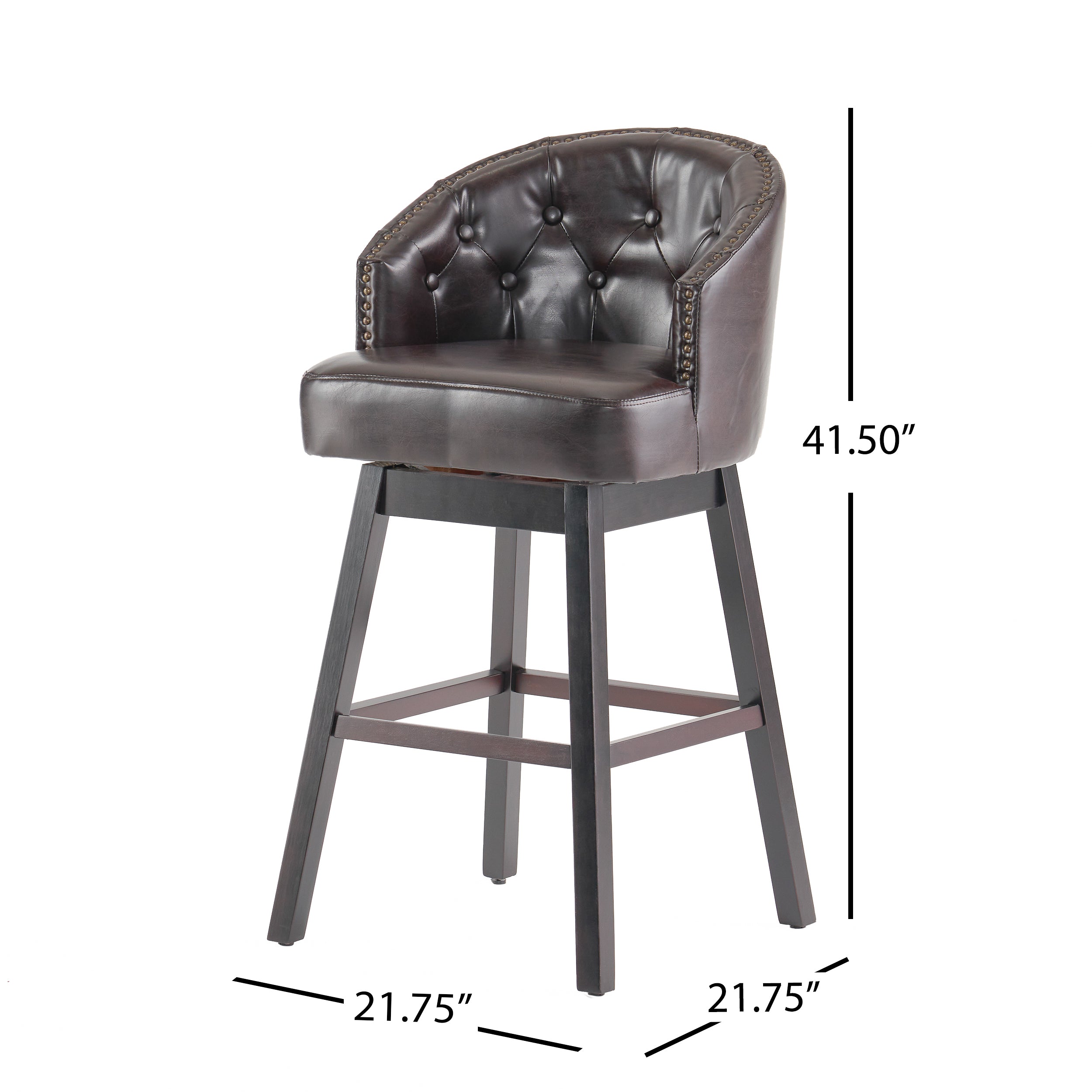 Westman 30-Inch Brown Leather Swivel Backed Barstool (Set of 2)