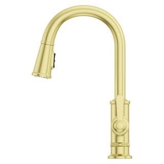 Pfister Port Haven Single-Handle Pull Down Sprayer Kitchen Faucet in Brushed Gold GT529-TDBG