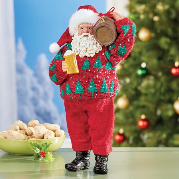 Collections Etc Hoppy Christmas Santa Holding Beer amp Barrel Collectible Figurine 5 5 X 4 5 X 10 75