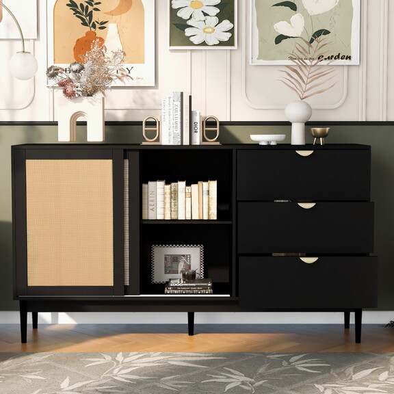 U_Style Featured Two door Storage Cabinet with Thr...