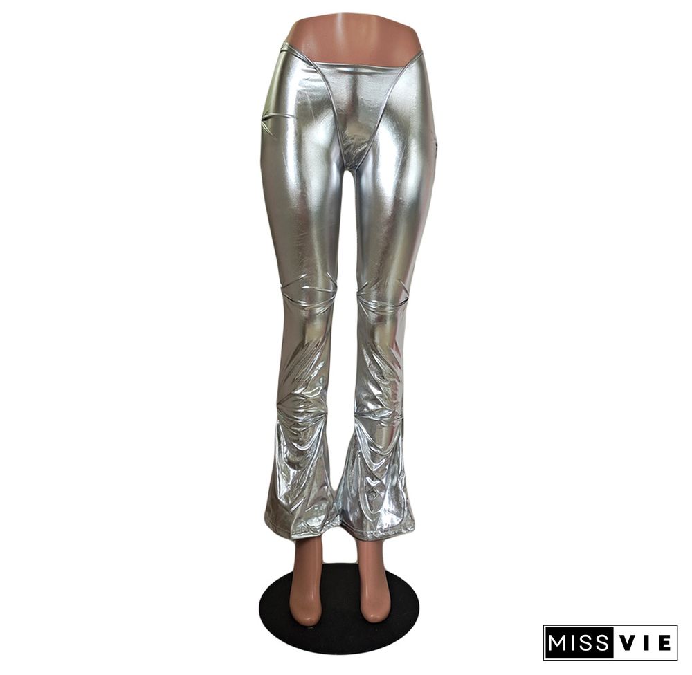 Y2K High Street Bronzing Low Waist Flare Pants