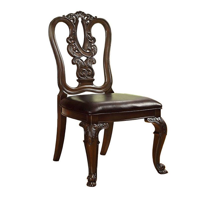 Bellagio Traditional Wooden Carving Side Chair， Set of 2