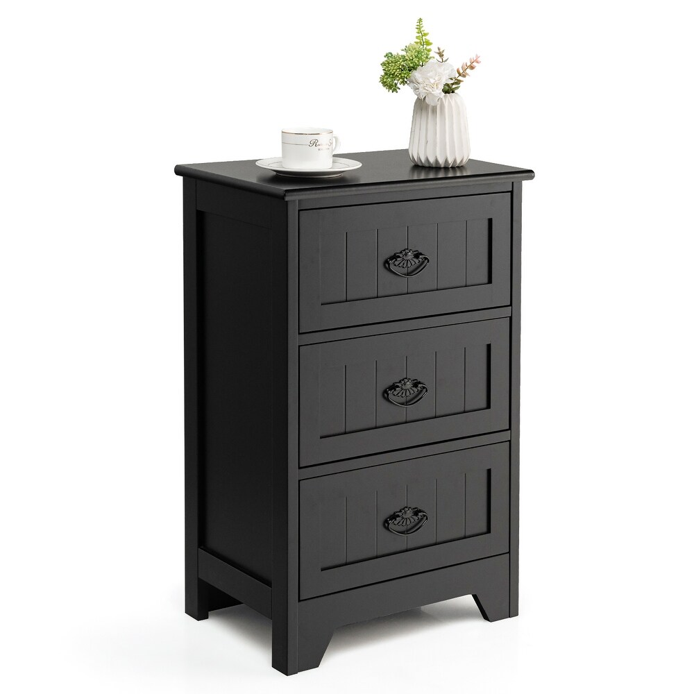 3 Drawers Nightstand End Table Bedroom Organizer Storage Accent Table