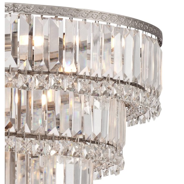 Wide Modern Faceted Crystal Glass 15 light Led Fixture For Dining Room House Kitchen