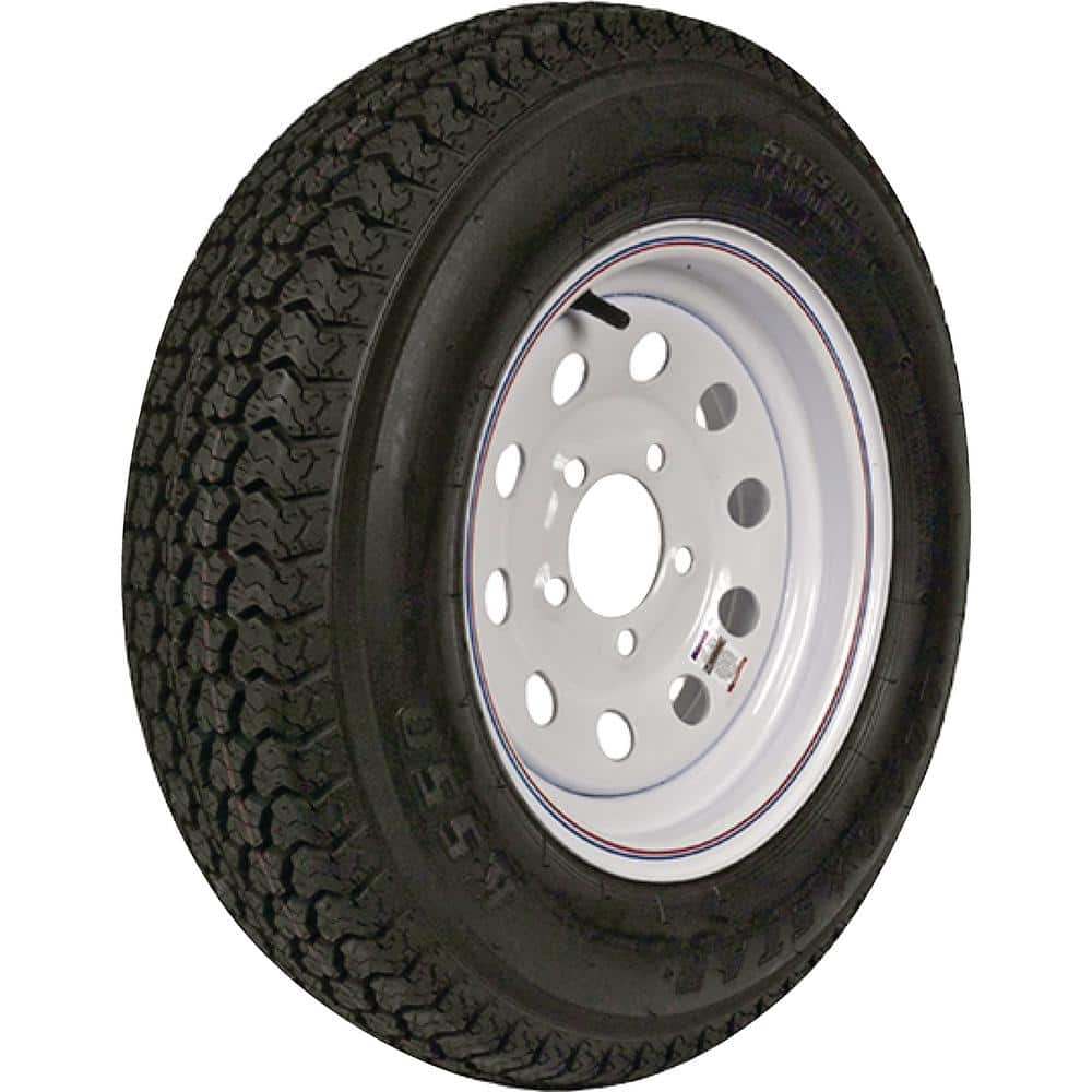 Loadstar ST205/75D-14 K550 BIAS 1760 lb. Load Capacity White with Stripe 14 in. Bias Tire and Wheel Assembly 3S470