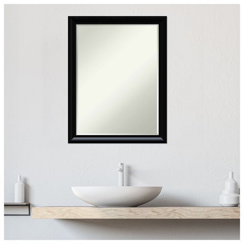 Steinway Black Scoop Petite Bevel Wood Bathroom Wall Mirror