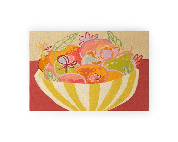 Sandrapoliakov Fruit And Flower Bowl Looped Vinyl Welcome Mat Society6