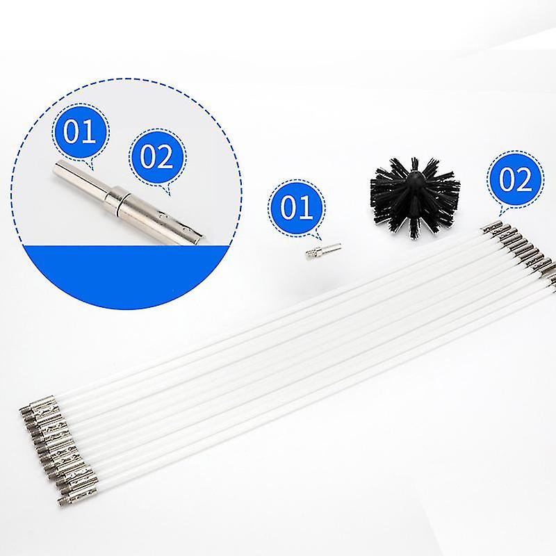 17pcs Chimney Brush Set Household Industrial Chimney Boiler Brush Dryer Cleaning Tool Fireplace Cle