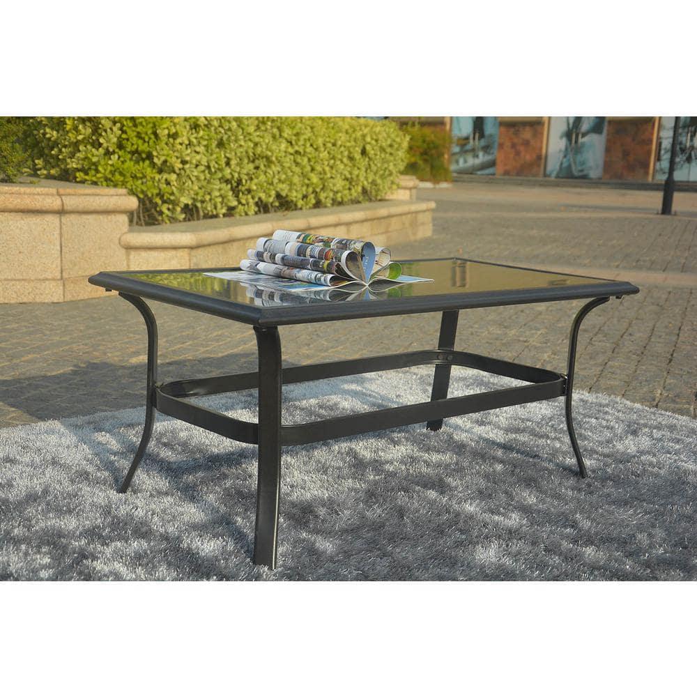 DIRECT WICKER Deer Black Rectangle Metal Outdoor Coffee Table