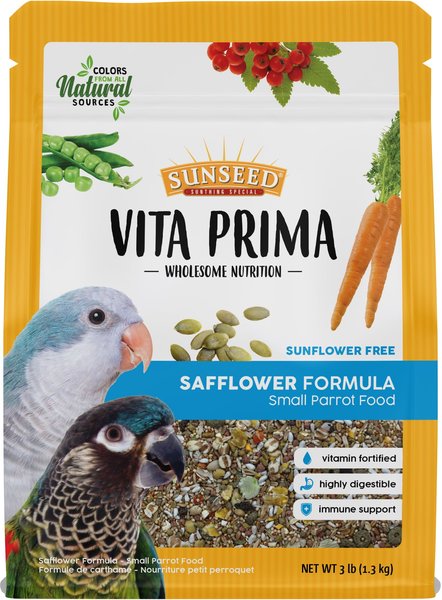 Sunseed Vita Prima Safflower Formula Small Parrot Food， 3-lb bag