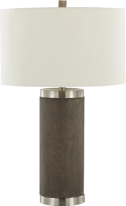 Cylinder Acid Brown Wood Polyresin Table Lamp