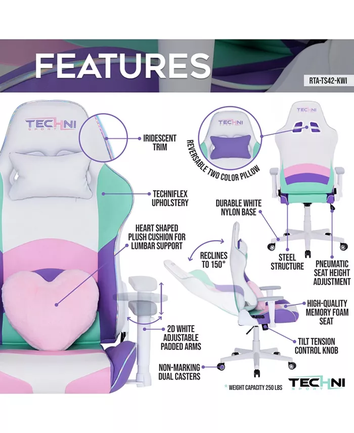 RTA Products Techni Sport PC Pink Gaming Chair