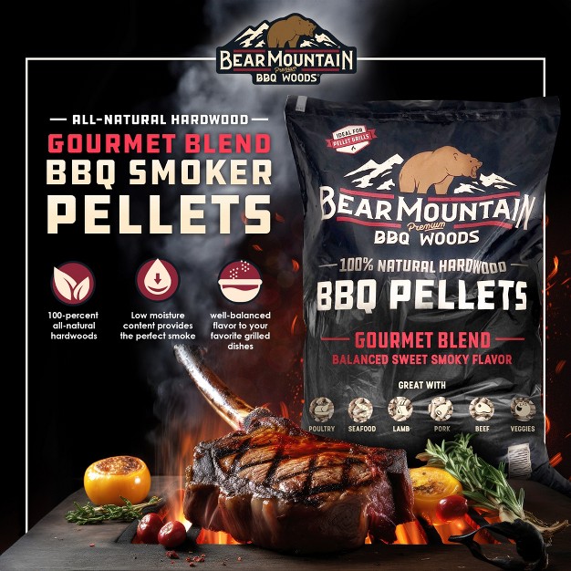 Bear Mountain Bbq Premium All Natural Smoker Wood Chip Pellets For Outdoor Gas Charcoal And Electric Grills