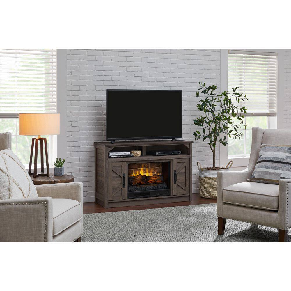 StyleWell Pine Creek 48 in. Freestanding Electric Fireplace TV Stand in Medium Brown Ash HDFP48-57E