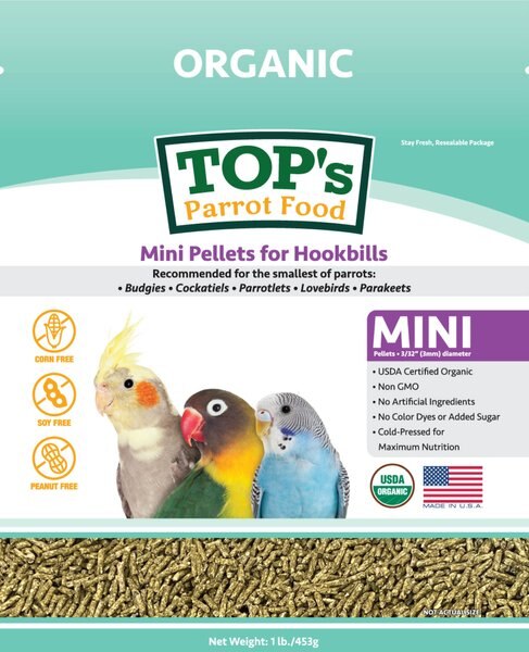 TOP's Parrot Food Organic Mini Pellets Bird Food