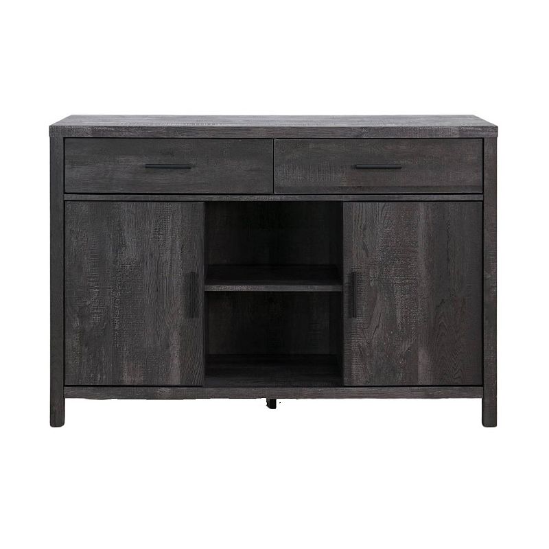 FC Design 47W Sideboard Storage Cabinet， Dining Server Cupboard Buffet Table with Two Cabinets and Drawers