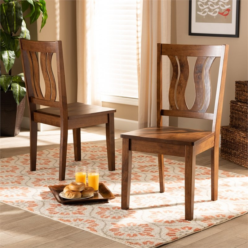 Baxton Studio Fenton Walnut Brown Finished Wood 2 Piece Dining Chair Set   Transitional   Dining Chairs   by GwG Outlet  Houzz