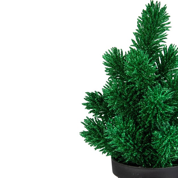 Northlight 8 5in Green Potted Glittered Artificial Pine Christmas Tree Unlit