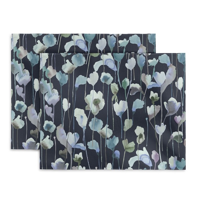 Ninola Design Watery Abstract Flowers Navy Placemats Deny Designs