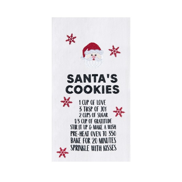 Recipe With Santa Claus Face Cotton Flour Sack Kitchen Dish Towel Decor Decoration 27l X 18w In